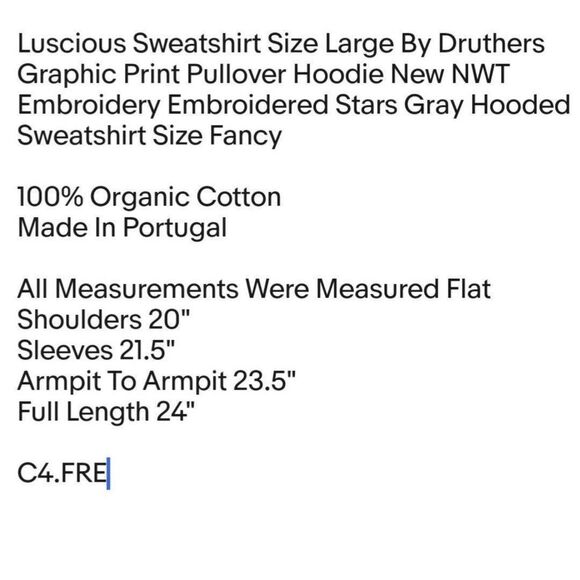 Luscious Sweatshirt Size Large By Druthers Graphic Print Pullover Hoodie New NWT - Picture 2 of 6